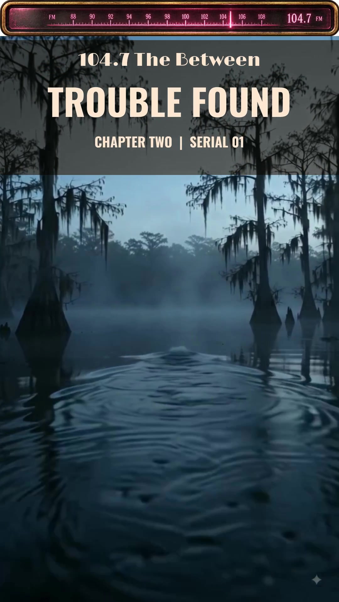 Trouble Found · Serial 01 — rose radio dial and bayou artwork