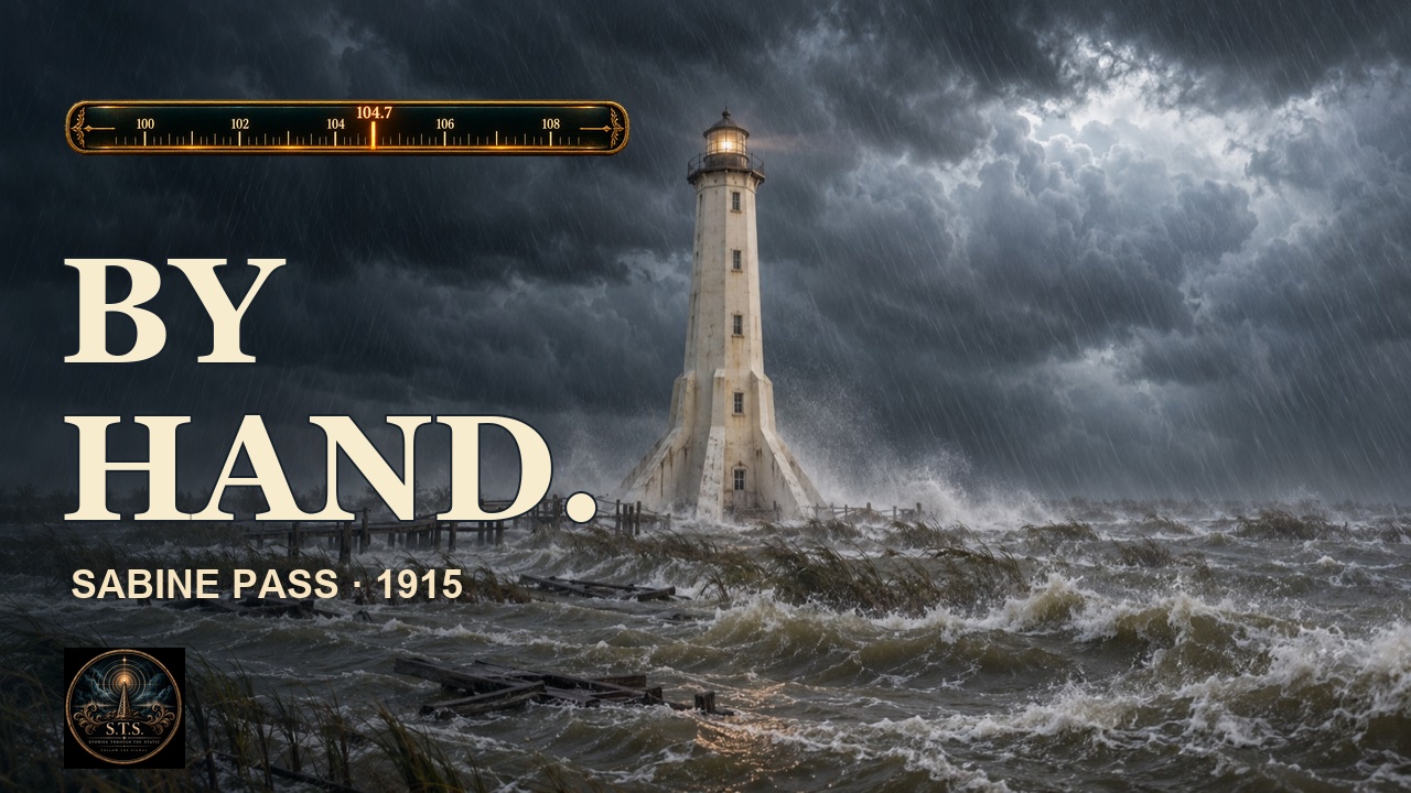 Sabine Pass lighthouse in the storm